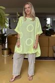 Made in Italy Sa Caleta Circle Longline Boyfriend Top Washed Citronella /6 =